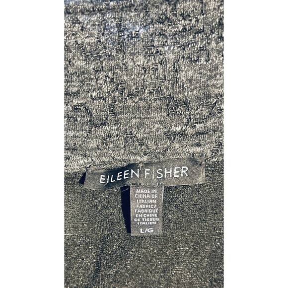 EILEEN FISHER Marled Dark Gray Draping Lagenlook Open Front Cardigan Sweater L - Picture 2 of 12